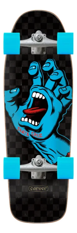 Santa Cruz X Carver Screaming Hand Check Cruiser Surfskate 9.8