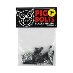 Pig Black Hardware 1" Skateboard Schroefjes Phillips Zwart