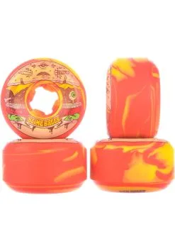 Santa Cruz 56mm Jeremy Fish Burger Speed Balls 99A Skateboardwielen Red Yellow -Skateboards Winkel santa cruz rollen jeremy fish burger speed balls 99a red yellow rueckenansicht 0135215
